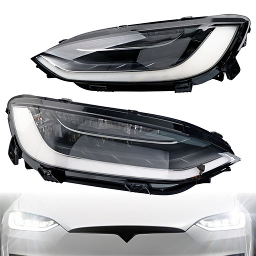 DURAFORCE LED Headlight Assy Driver Passenger Side for 2022 2024 Tesla Model X Plaid 2x