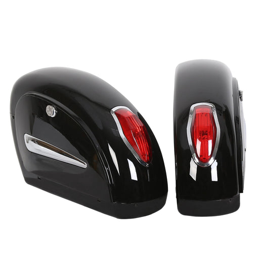 DURAFORCE Universal Motorcycle Hard Saddlebag Luggage Bags with Light for Honda Harley Yamaha