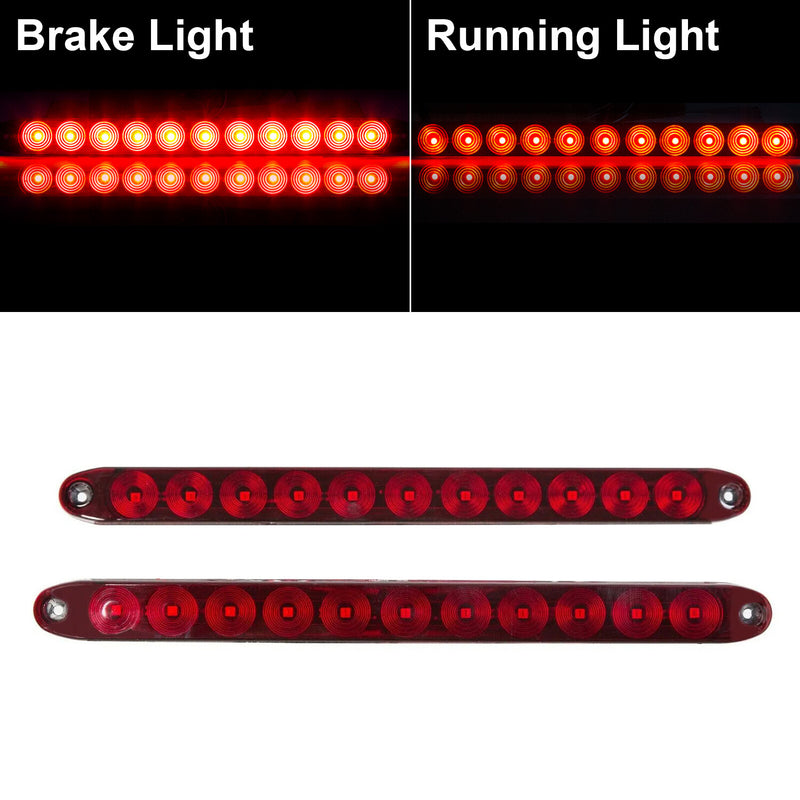 16 Inch Red Truck Trailer Light Bar 11 LED Stop Turn Tail Brake Lights Strip 4 PCS