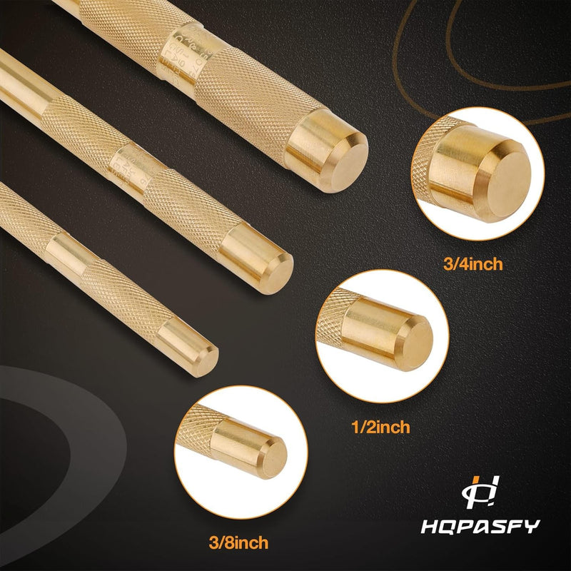 25075 25076 25077 Brass Drift Punch Set 3/8in 1/2in 3/4in Set of 3