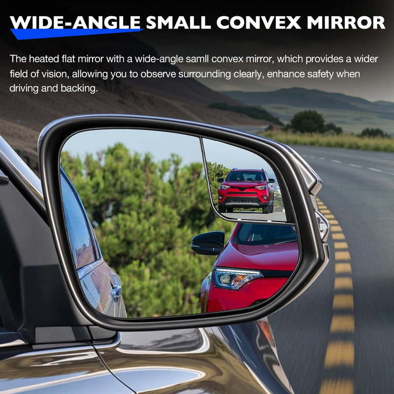 Right Passenger Side Convex Mirror Glass w/ Power Heated for Toyota Tundra 14 20