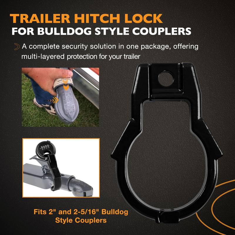 Hitch Coupler Lock with Combination Lock for Bulldog Style Couplers Heavy Duty