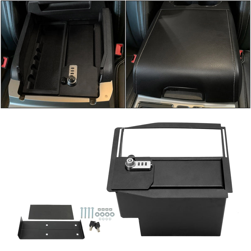 Floor Center Console Lock Safe Storage for 15 20 F150 Raptors 17 22 F250 F350