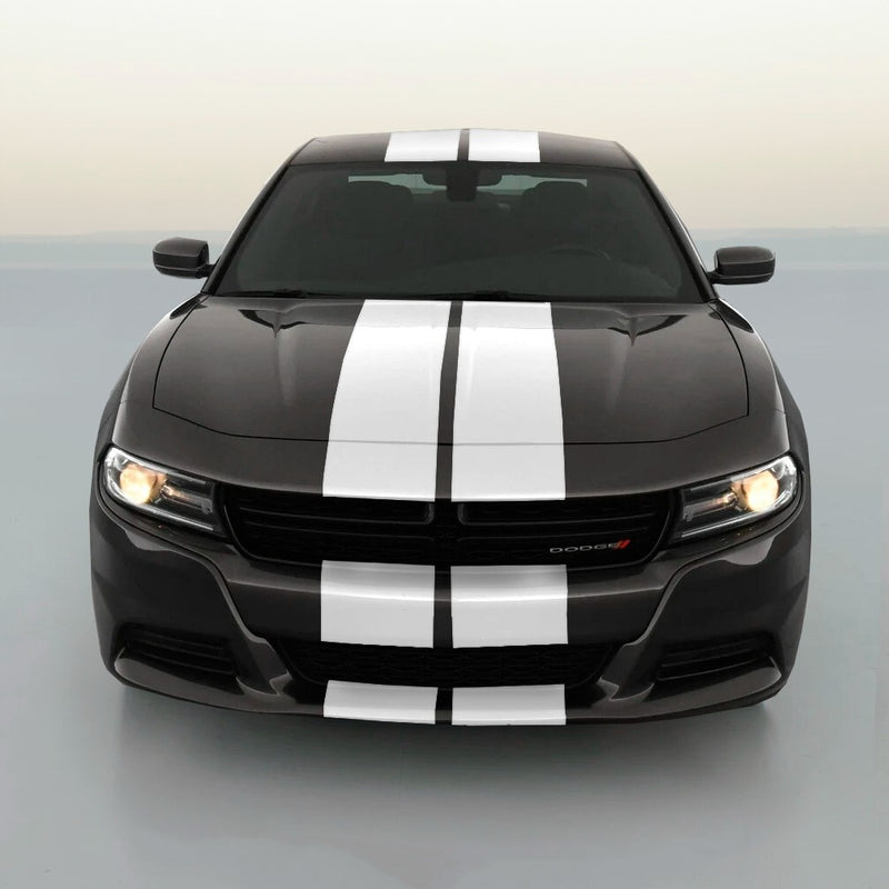 DURAFORCE 10 Inch Vinyl Rally Stripes Racing Stripe Kit Hood Trunk Roof for Dodge Charger