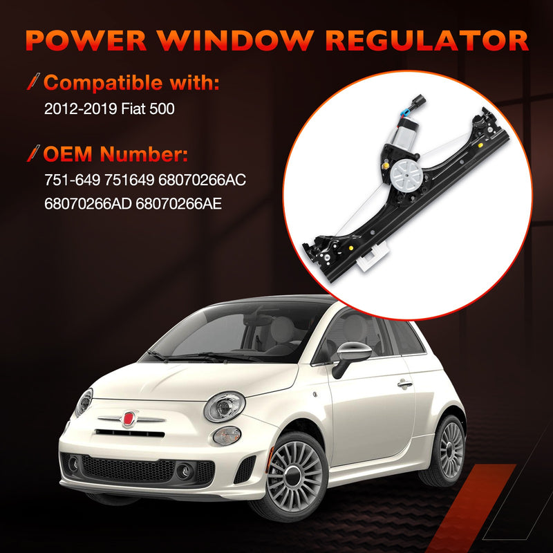 751649 Front Right Power Window Regulator with Motor for Fiat 500 2012 2019