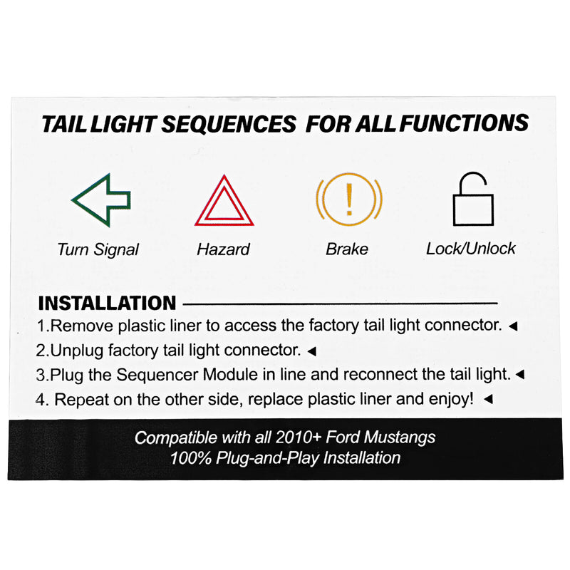 DD3016 Sequential Tail Light Lamp Relay Module Kit for Ford Mustang 2010 2021