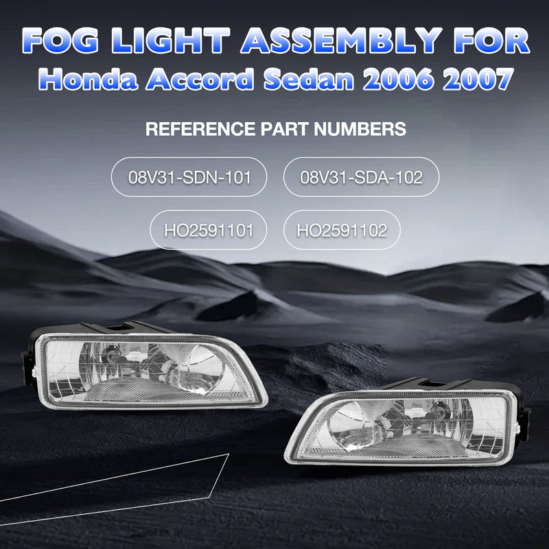 Front Fog Headlight Lamp w/ Bulbs and Harness Kit for Honda Accord 4-Door 03-07