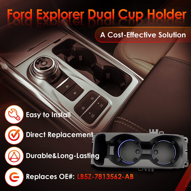 Upgrade Center Dual Cup Holder w Wireless Charging For Ford 2020 2025 Explorer