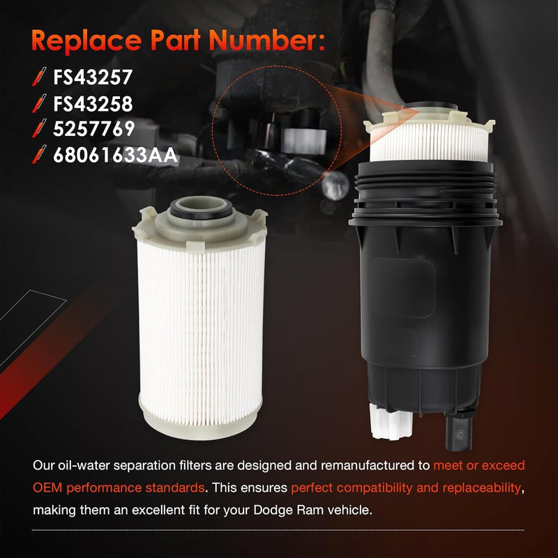 68061634AA Fuel Oil Filter for Dodge Ram 2500 5500 6.7L Cummins Diesel 2007 2009