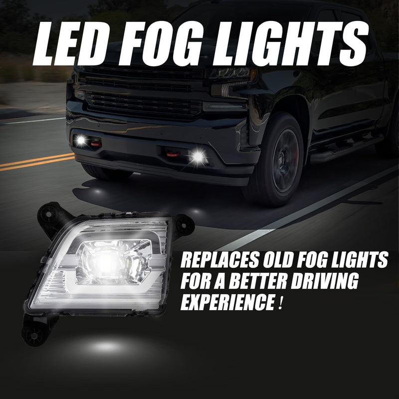 Front Driving LED Fog Lights Switch Wiring Kit For Chevy Silverado 19 23 2 Piece