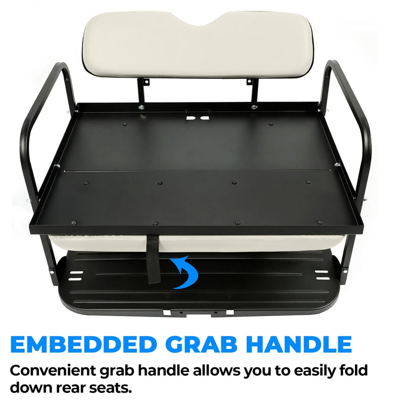 Flip Rear Back Seat for Yamaha Drive G29 Golf Cart 07 to 16 Off White Cushions