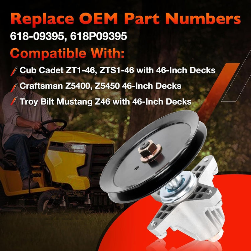 618P09395 Mower Deck Spindle for Cub Cadet Craftsman Z5400 Mustang Z46 2 Blades