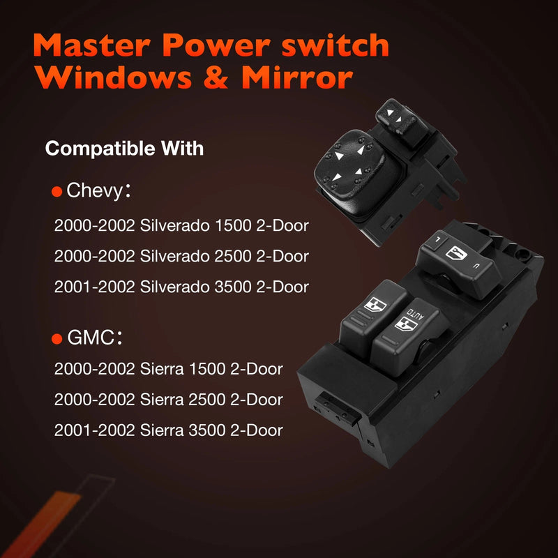 Power Window Door Mirror Switch for Chevy Silverado GMC Sierra 00 02 1500 2500