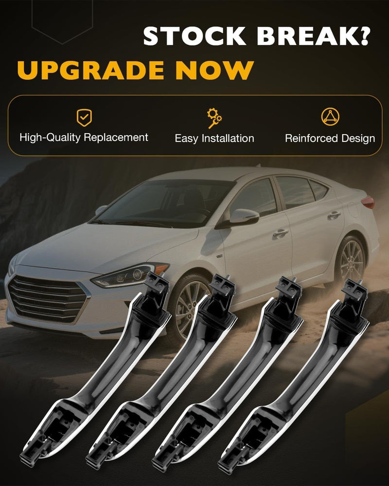 Exterior Door Handles Lock Cylinder Kit for 17 20 Hyundai Elantra Chrome 4 Pack