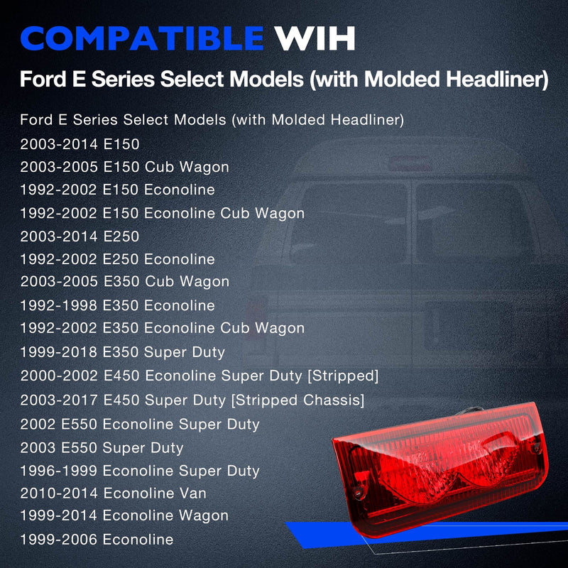 923-290 Rear Roof Mounted Third Brake Light for 1992-2022 Ford E-150 E-250 E-350