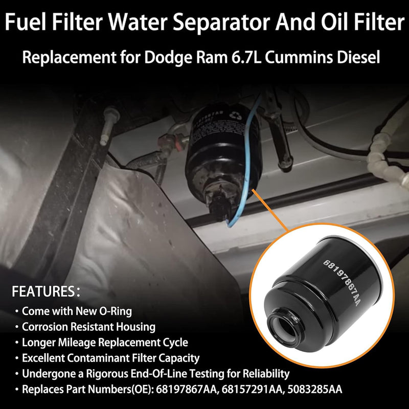 291AA 6.7L Cummins Oil Fuel Filter Kit for RAM 2500 3500 4500 5500 2013 2018