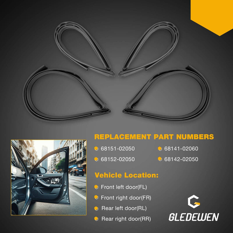 Weatherstrip Door Window Rubber Channel Seal for Toyota Corolla 2002 2006 4x