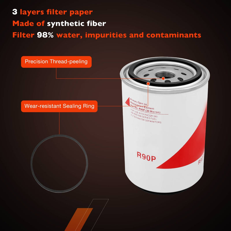 Fuel Filter Water Separator Spin On Element For 390RC 490R 690R 790R Series R90P