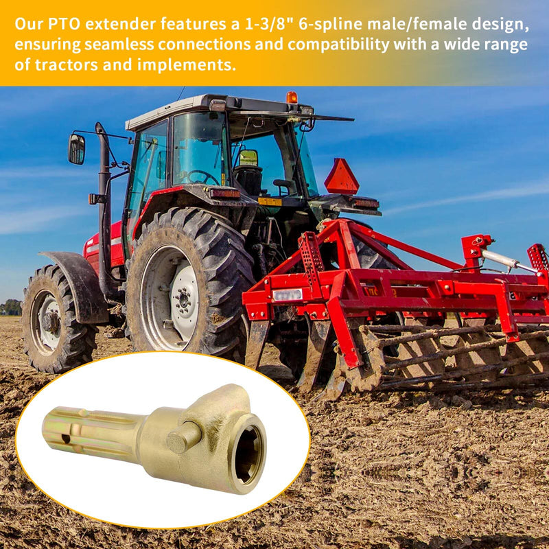 Upgraded PTO Extender Adapter For Tractor 1 3/8 6 Spline Female Male 1 3/8