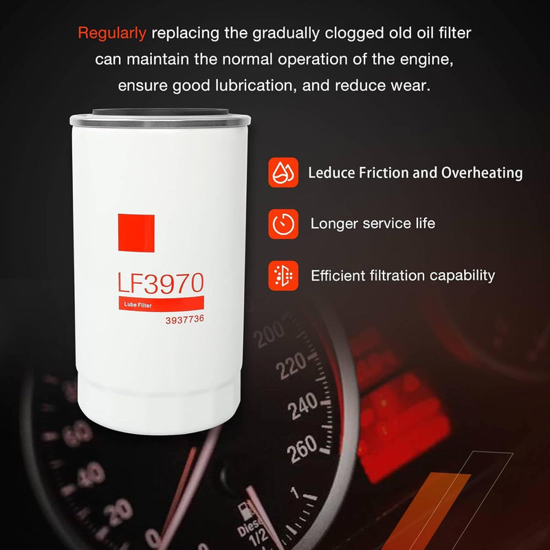 LF3970 Oil Filter For Fleetguard Cummins ISB QSB 5.9L 6.7L Diesel Engine 4 Pack