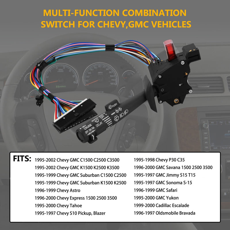 Turn Signal Windshield Wiper Hazard Cruise Switch for GMC Suburban C K 1500 2500