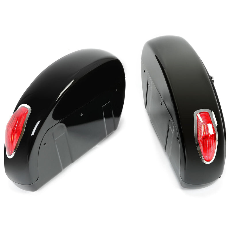Universal Motorcycle Hard Saddlebag Luggage Bags with Light for Honda Harley Yamaha