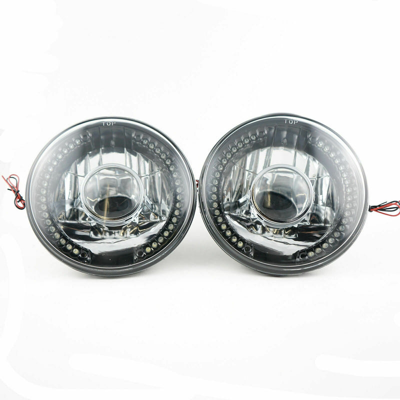 DURAFORCE 2Pcs 7" inch Round LED Headlights White Halo For Mazda Miata MX-5 MX5 1990-1997