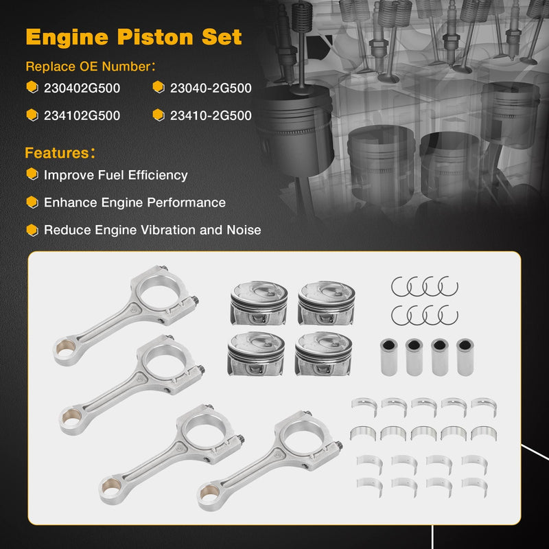 G4KJ Engine Rebuild Kit Overhaul Headgasket Piston for Kia Hyundai 2011 20