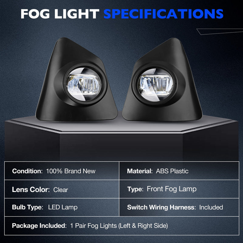 Bumper Fog Lights w/ Switch Wiring Lamp for 2014 2015 2016 Toyota Corolla S Pair