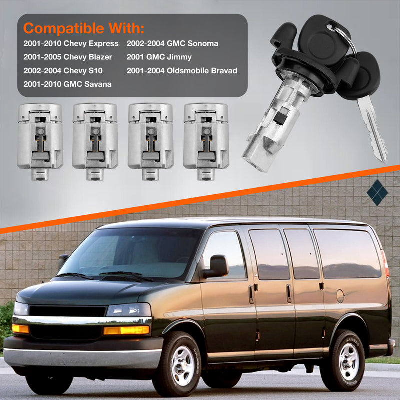 Door Lock Cylinders With Keys For Chevy GMC Express Savana 1500 2500 3500 01 10