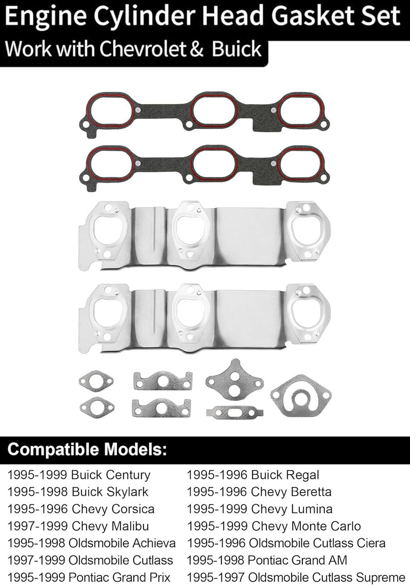 Head Gasket Set For Chevy Malibu Buick Century Oldsmobile Pontiac 3.1L 1995 1999