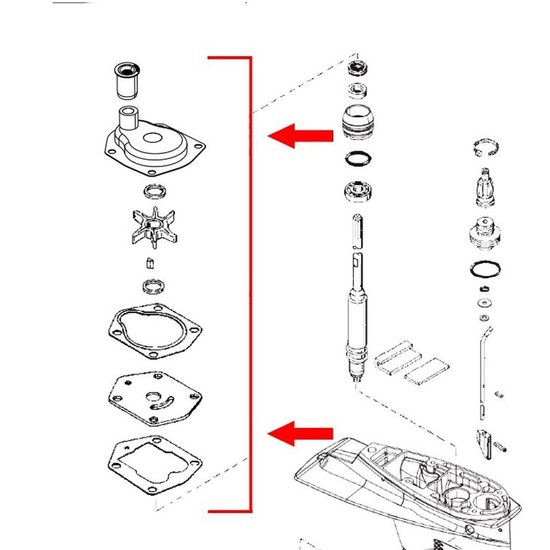 DURAFORCE Water Pump Repair Kit for Mercury Mariner 25 50 HP Outboard 821354A04 18 4531