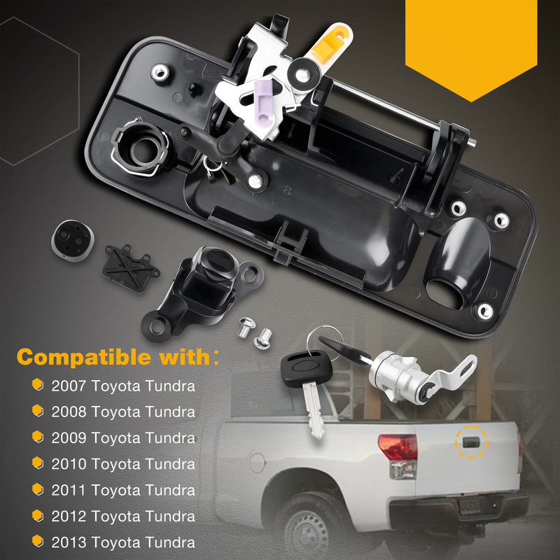 Metal Tailgate Handle Lock Camera Accessories Kit for Toyota Tundra 07-13