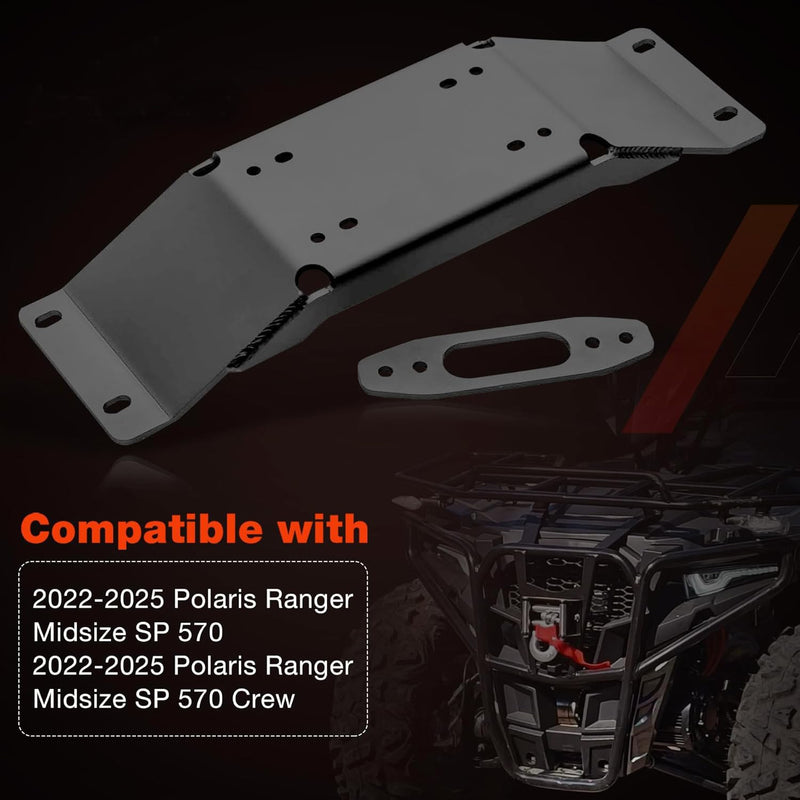 Trailer Winch Mount Plate Bracket Set For Polaris Ranger Midsize 570 2022 2025