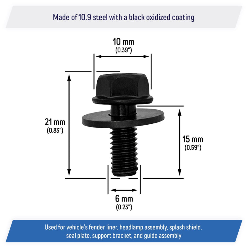 9GG600616T M6 1.0 x 15mm Fender Liner Headlamp Assembly Screws Bolt for Mazda