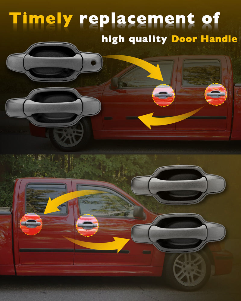 Exterior Door Handle Set Front Rear For Chevy Colorado GMC Canyon 04 12