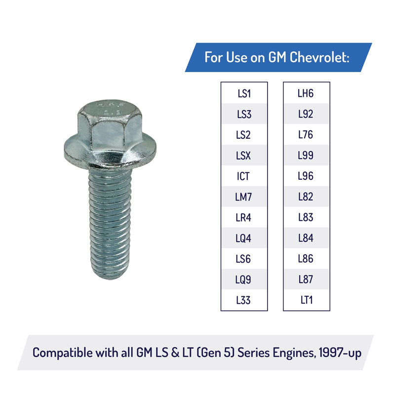 Exhaust Manifold Header Bolts for GM Chevy LS LT Engine LS1 LS2 LS3 LSX Zinc