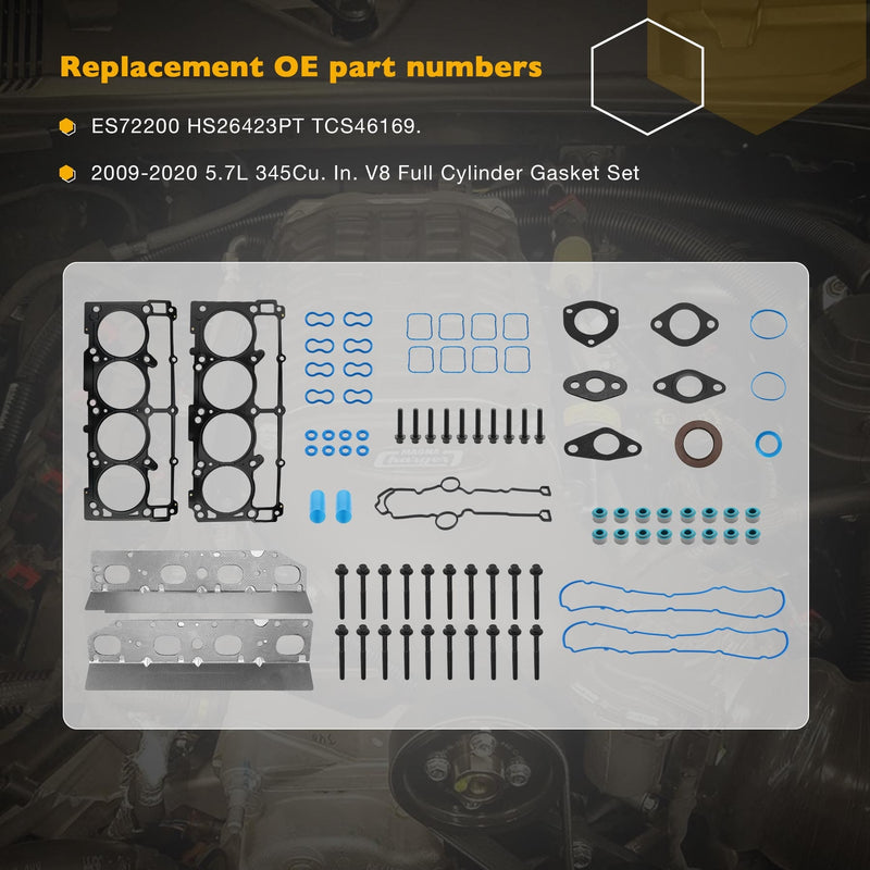 Full Cylinder Head Gasket Set for Dodge Ram Chrysler 300 Aspen Jeep 5.7L 2005 20