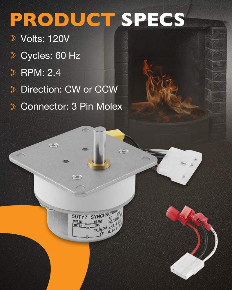 812-4421 2.4RPM Auger Pellet Stove Feed Motor for Quadra-Fire Heatilator