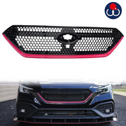 DURAFORCE For 2022-2023 Subaru WRX Sport 22 Front Bumper Grille Grill Black with Red Trim