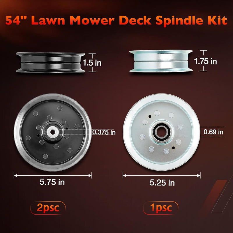 54 Mower Blade Spindle Belt Wheel Idler Kit For Cub Cadet ZT1 ZT2 Troy Bilt MTD