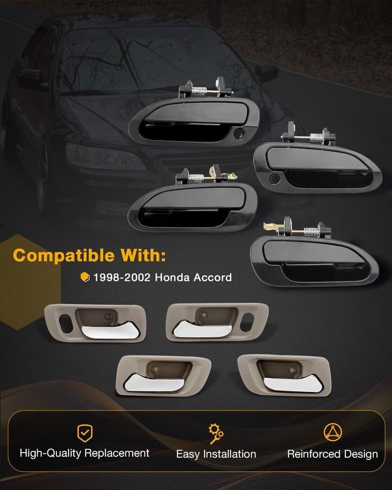 72165S84A01ZC Outside Exterior Interior Door Handle Set for 1998-02 Honda Accord
