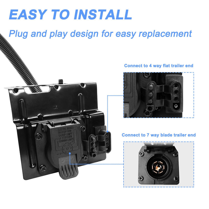 4 And 7 Pin Tow Trailer Hitch Wiring Plug For Ford F 250 F 350 1999 To 2001