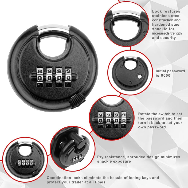 Black Gooseneck Trailer Lock with Key for RVs Livestock Haulers Trailers