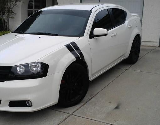 4 Inch Dual Fender Stripe Hash Mark Decal Graphic Kit for Dodge Avenger