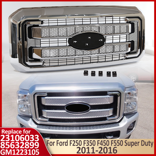DURAFORCE Chrome Front Bumper Grille For Ford F250 F350 F450 F550 2011-2016 Platinum Style
