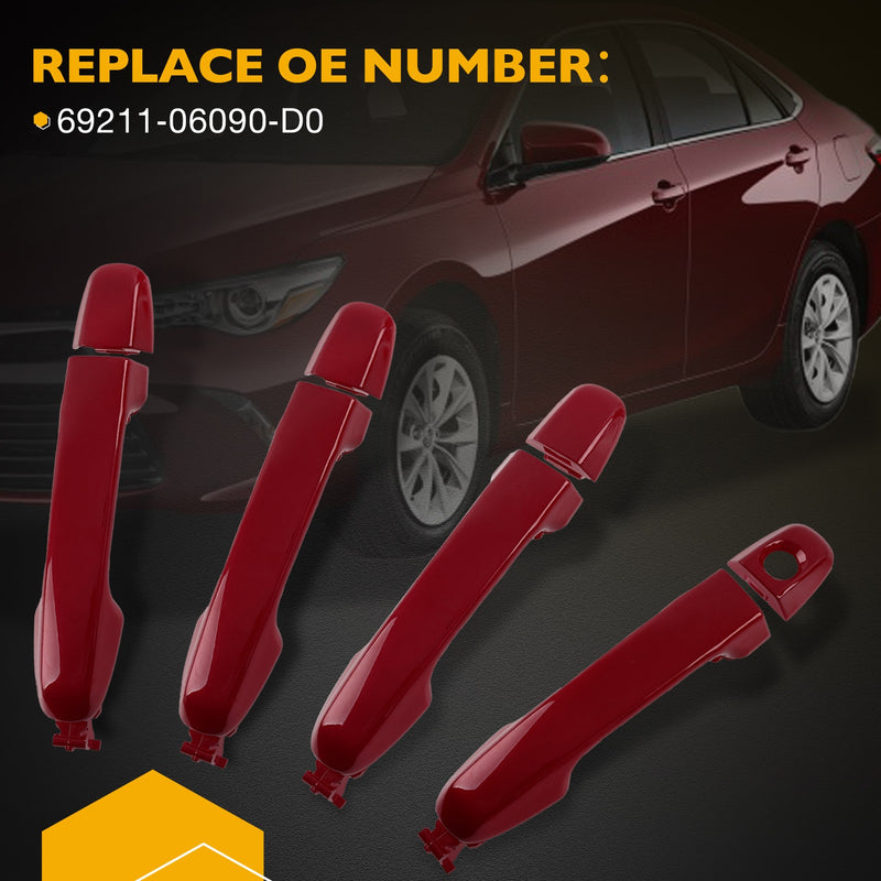 Exterior Door Handles Front Rear Kit for Toyota Camry 2012 2017 Red 4 Piece