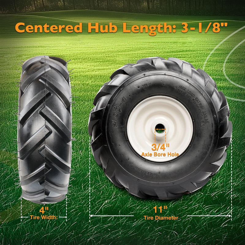 11x4.00x4 Tiller Tire Wheel For Craftsman Troy Bilt 3 1/8 3/4 Axle 2 Piece
