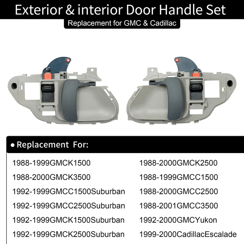 Exterior Interior Door Handles for GMC C K 1500 2500 3500 Suburban 1988 2000