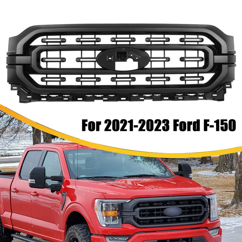 DURAFORCE Matte Black Front Bumper Upper Grill Grille For 2021 2022 2023 Ford F-150 XLT